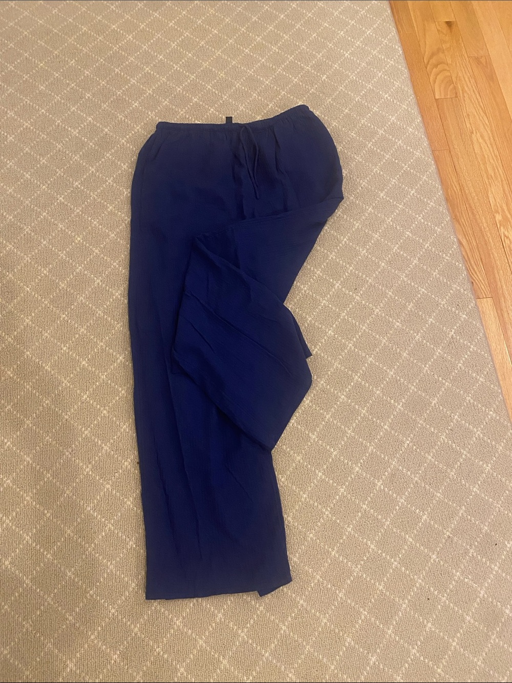 J. Crew Navy Cotton Wide-Leg Pants with Pockets